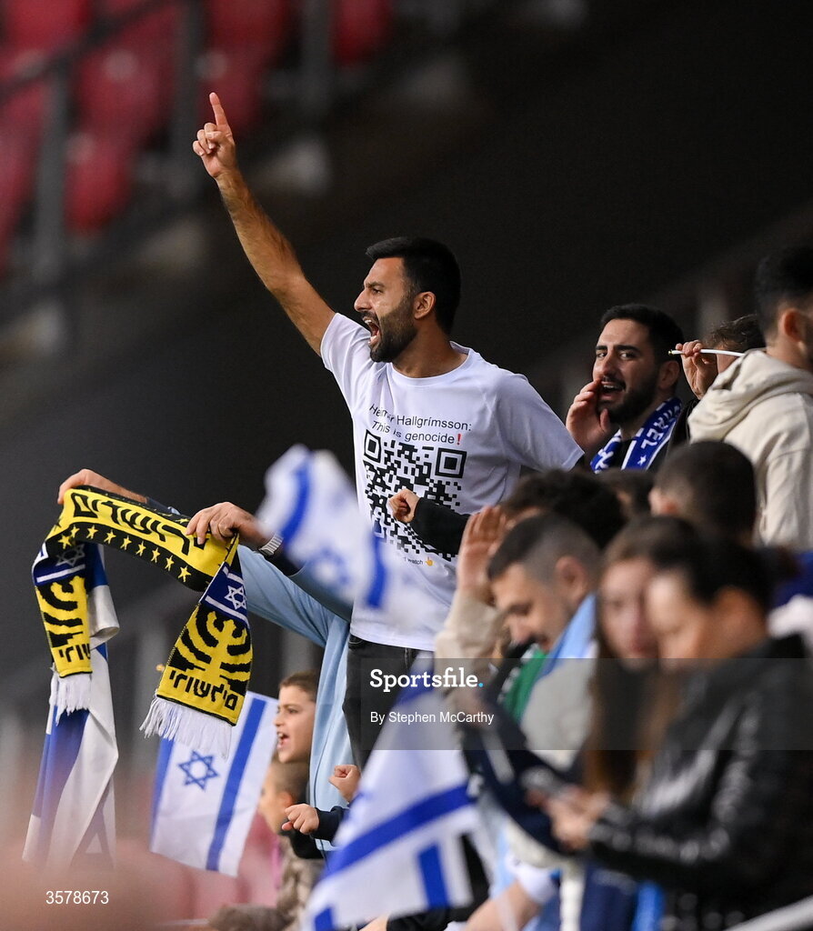 27 September 2026; Israeli supporters during the UEFA Nations League B match between Israel and the Republic of Ireland at Nagyerdei Stadion in Debrecen, Hungary. Photo by Stephen McCarthy/Sportsfile