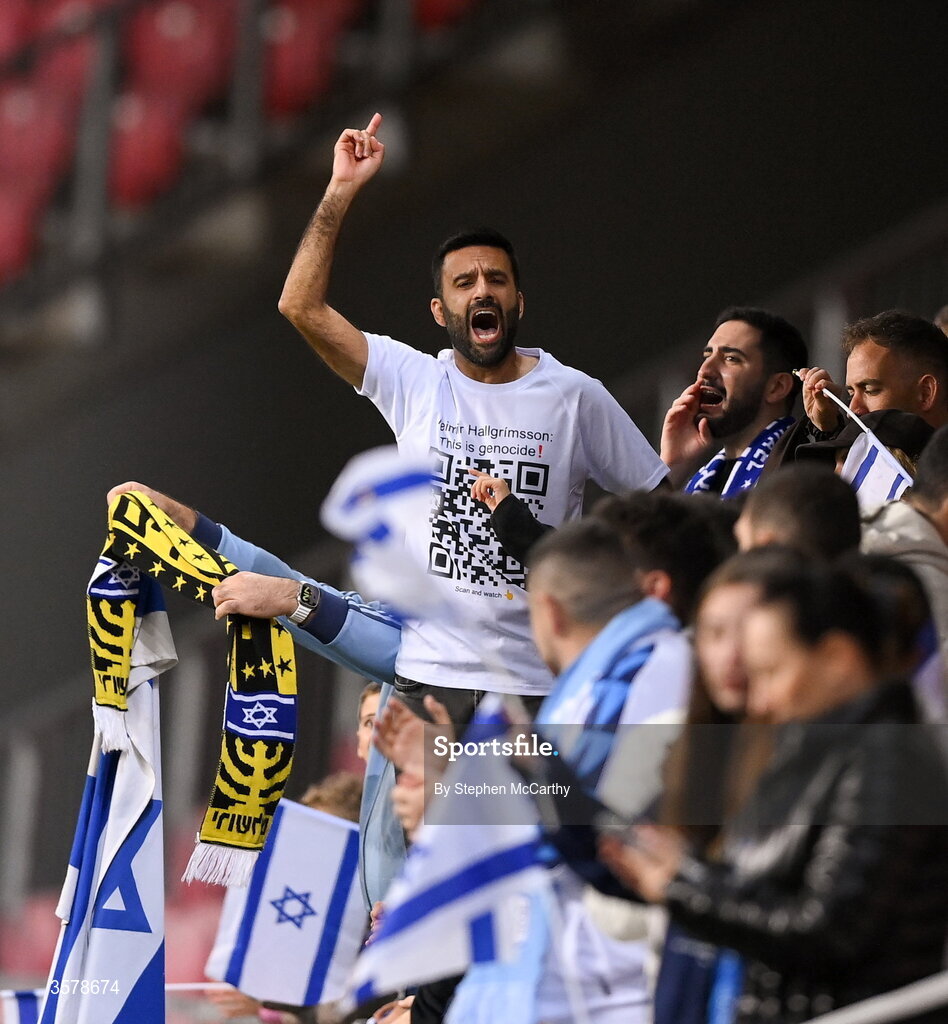 27 September 2026; Israeli supporters during the UEFA Nations League B match between Israel and the Republic of Ireland at Nagyerdei Stadion in Debrecen, Hungary. Photo by Stephen McCarthy/Sportsfile