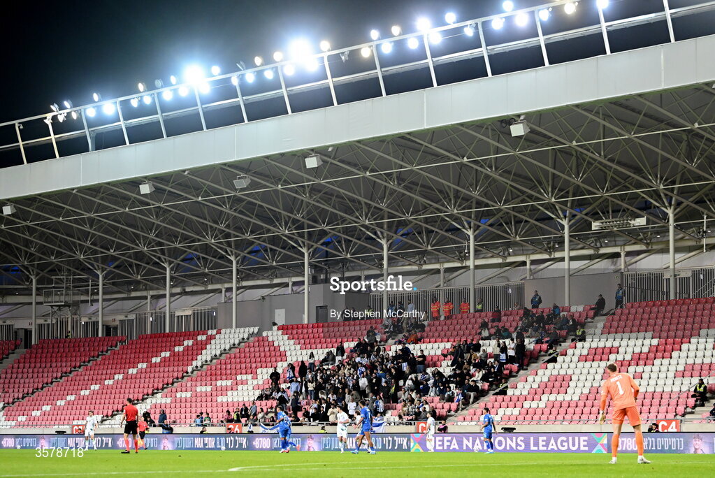 27 September 2026; Israel supporters look on during the UEFA Nations League B match between Israel and the Republic of Ireland at Nagyerdei Stadion in Debrecen, Hungary. Photo by Stephen McCarthy/Sportsfile