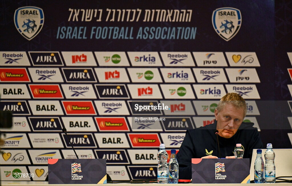27 September 2026; Republic of Ireland head coach Heimir Hallgrimsson during a media conference after the UEFA Nations League B match between Israel and the Republic of Ireland at Nagyerdei Stadion in Debrecen, Hungary. Photo by Ben McShane/Sportsfile