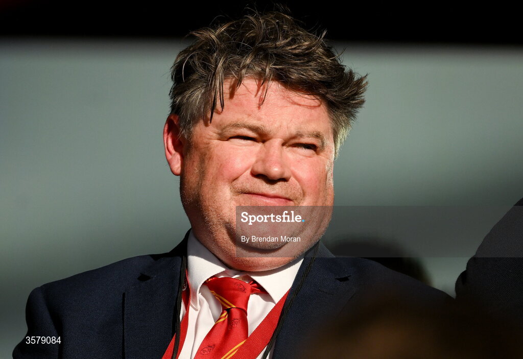 26 September 2026; Munster chief executive Ian Flanagan during the United Rugby Championship match between Munster and Glasgow Warriors at Thomond Park in Limerick. Photo by Brendan Moran/Sportsfile