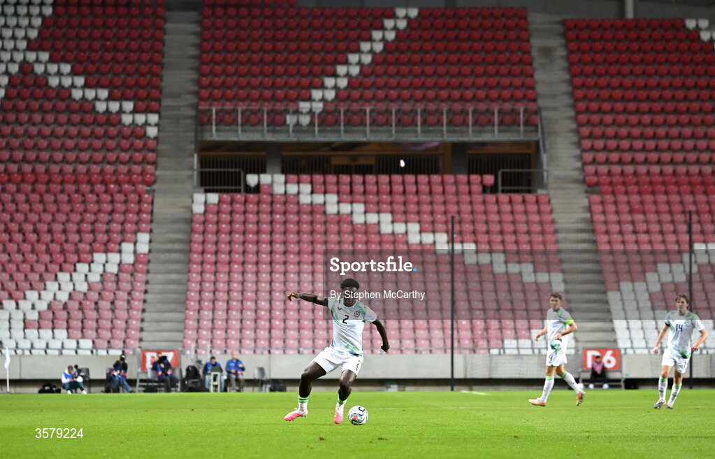 27 September 2026; James Abankwah of Republic of Ireland during the UEFA Nations League B match between Israel and the Republic of Ireland at Nagyerdei Stadion in Debrecen, Hungary. Photo by Stephen McCarthy/Sportsfile