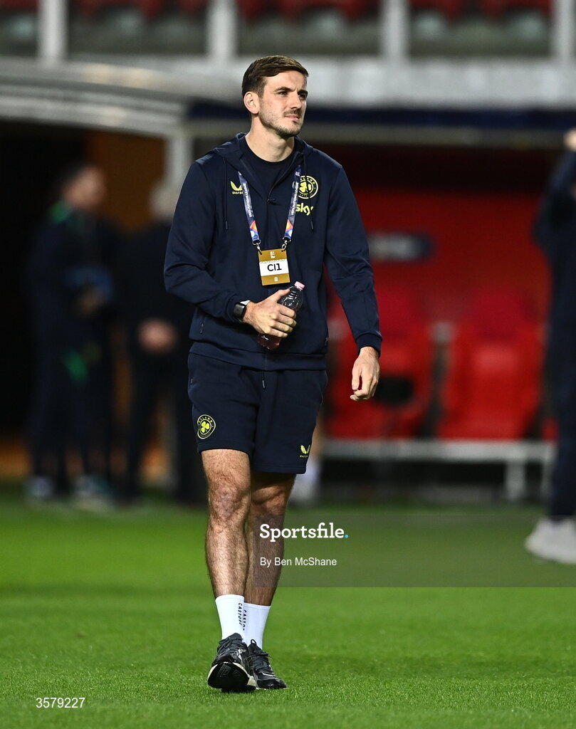 27 September 2026; Liam Kitching of Republic of Ireland before the UEFA Nations League B match between Israel and the Republic of Ireland at Nagyerdei Stadion in Debrecen, Hungary. Photo by Ben McShane/Sportsfile