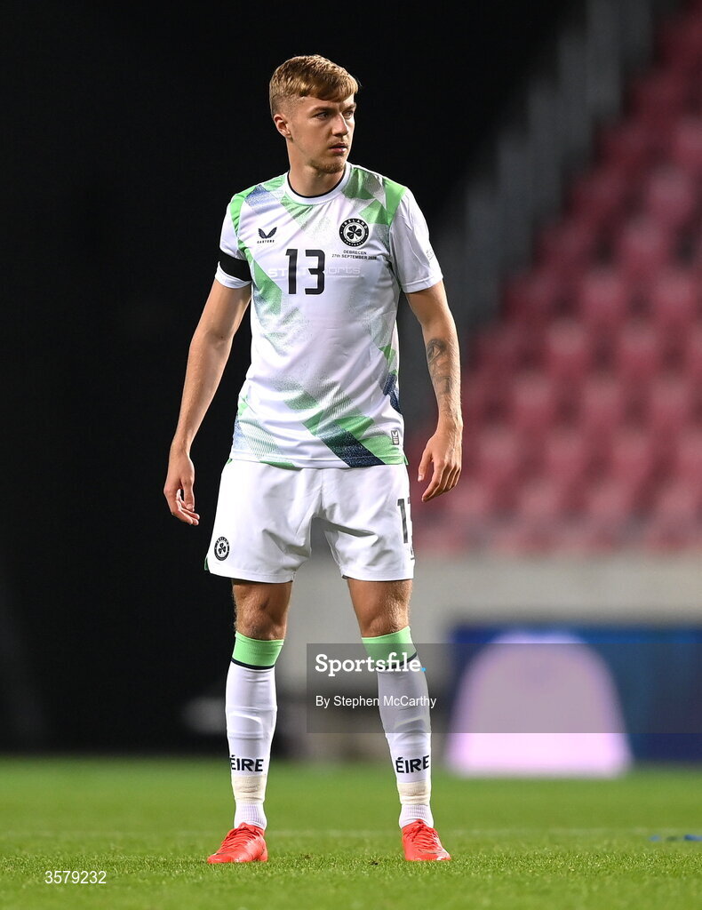 27 September 2026; Joel Bagan of Republic of Ireland during the UEFA Nations League B match between Israel and the Republic of Ireland at Nagyerdei Stadion in Debrecen, Hungary. Photo by Stephen McCarthy/Sportsfile