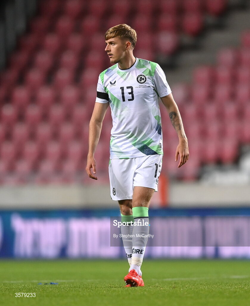 27 September 2026; Joel Bagan of Republic of Ireland during the UEFA Nations League B match between Israel and the Republic of Ireland at Nagyerdei Stadion in Debrecen, Hungary. Photo by Stephen McCarthy/Sportsfile