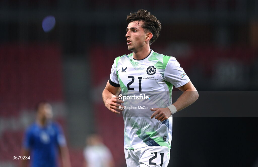 27 September 2026; Rocco Vata of Republic of Ireland during the UEFA Nations League B match between Israel and the Republic of Ireland at Nagyerdei Stadion in Debrecen, Hungary. Photo by Stephen McCarthy/Sportsfile