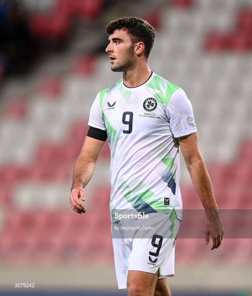 27 September 2026; Tom Cannon of Republic of Ireland during the UEFA Nations League B match between Israel and the Republic of Ireland at Nagyerdei Stadion in Debrecen, Hungary. Photo by Stephen McCarthy/Sportsfile