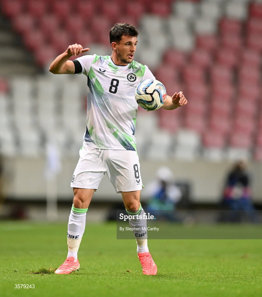 27 September 2026; Jason Knight of Republic of Ireland during the UEFA Nations League B match between Israel and the Republic of Ireland at Nagyerdei Stadion in Debrecen, Hungary. Photo by Stephen McCarthy/Sportsfile