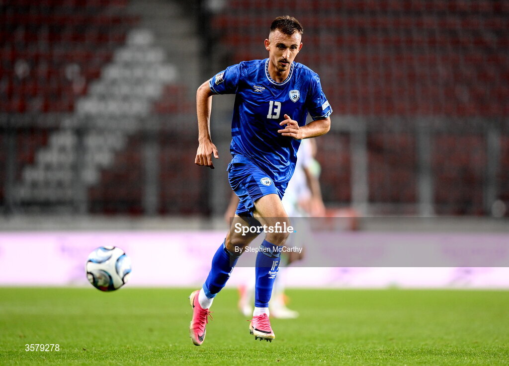 27 September 2026; Nikita Stoinov of Israel during the UEFA Nations League B match between Israel and the Republic of Ireland at Nagyerdei Stadion in Debrecen, Hungary. Photo by Stephen McCarthy/Sportsfile