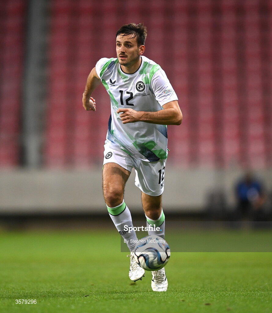 27 September 2026; Liam Kitching of Republic of Ireland during the UEFA Nations League B match between Israel and the Republic of Ireland at Nagyerdei Stadion in Debrecen, Hungary. Photo by Stephen McCarthy/Sportsfile