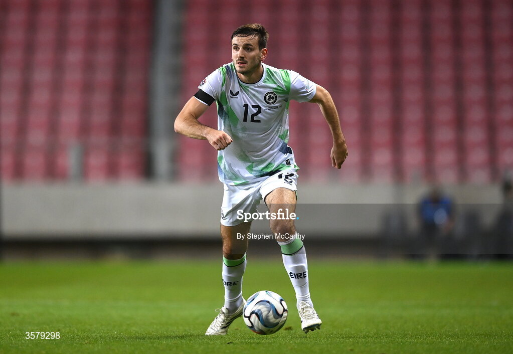 27 September 2026; Liam Kitching of Republic of Ireland during the UEFA Nations League B match between Israel and the Republic of Ireland at Nagyerdei Stadion in Debrecen, Hungary. Photo by Stephen McCarthy/Sportsfile