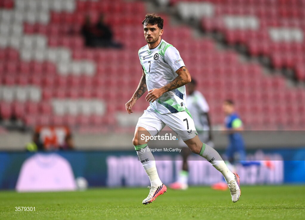 27 September 2026; Troy Parrott of Republic of Ireland during the UEFA Nations League B match between Israel and the Republic of Ireland at Nagyerdei Stadion in Debrecen, Hungary. Photo by Stephen McCarthy/Sportsfile