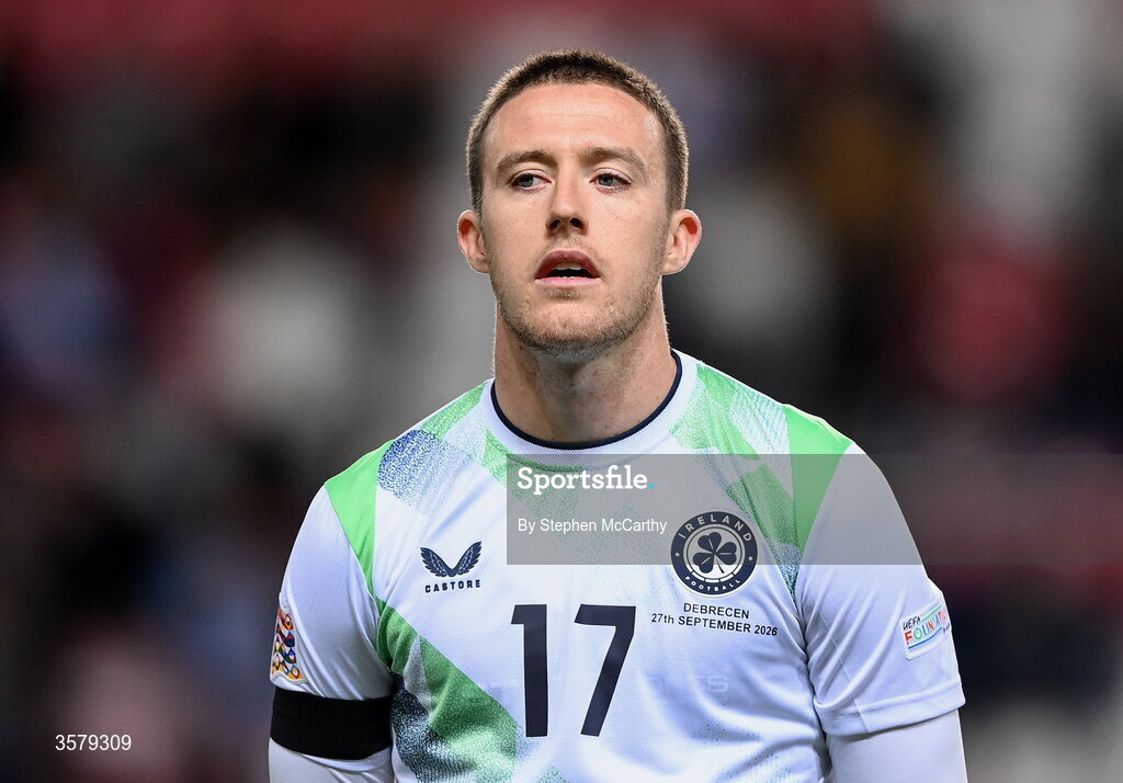 27 September 2026; Jack Moylan of Republic of Ireland before the UEFA Nations League B match between Israel and the Republic of Ireland at Nagyerdei Stadion in Debrecen, Hungary. Photo by Stephen McCarthy/Sportsfile
