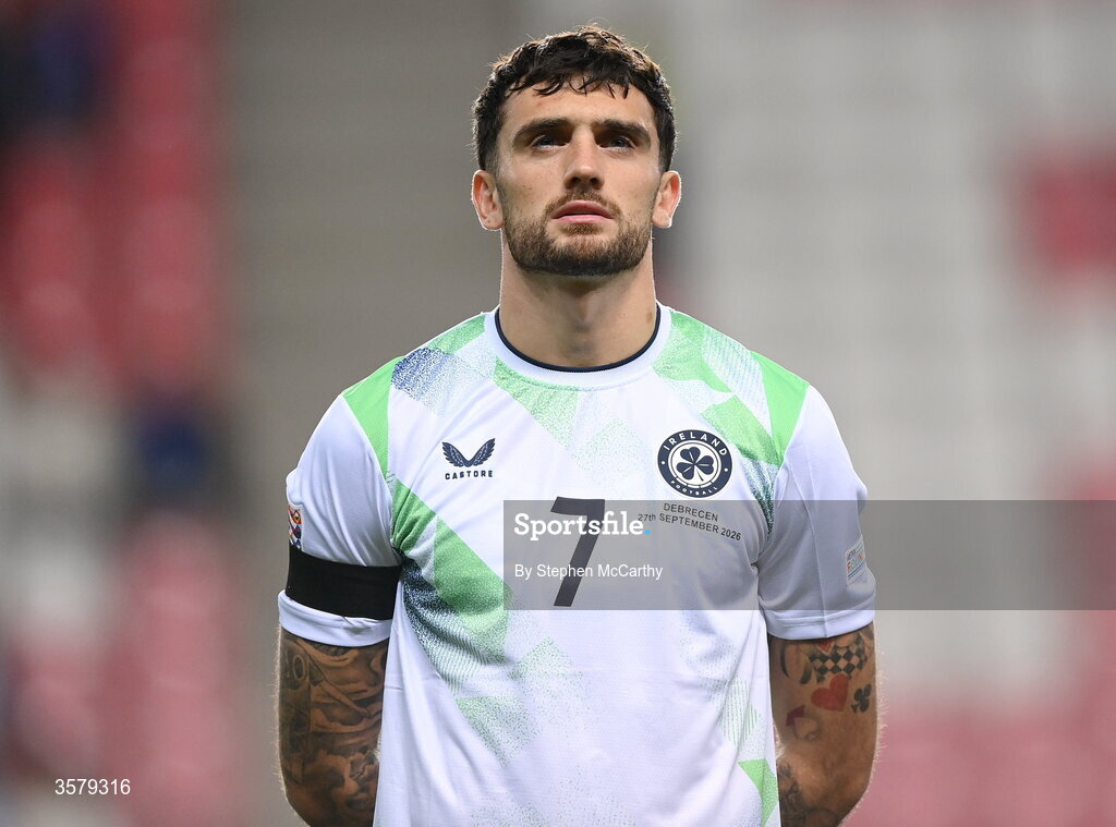27 September 2026; Troy Parrott of Republic of Ireland before the UEFA Nations League B match between Israel and the Republic of Ireland at Nagyerdei Stadion in Debrecen, Hungary. Photo by Stephen McCarthy/Sportsfile