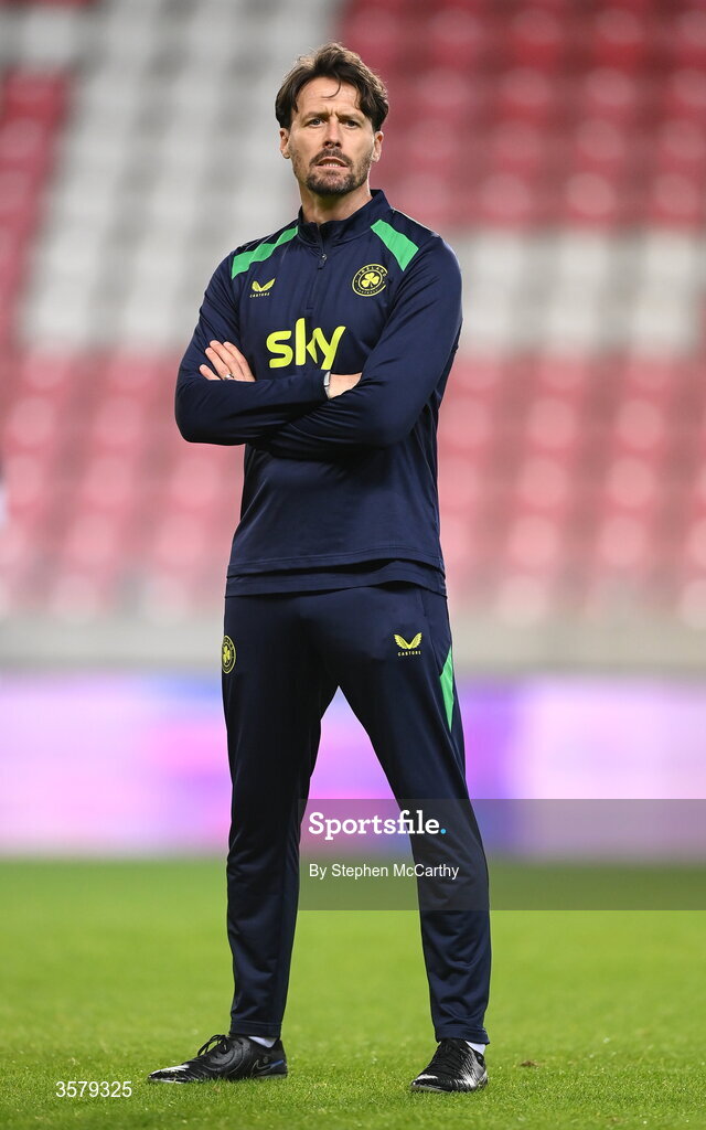 27 September 2026; Republic of Ireland assistant coach Paddy McCarthy before the UEFA Nations League B match between Israel and the Republic of Ireland at Nagyerdei Stadion in Debrecen, Hungary. Photo by Stephen McCarthy/Sportsfile