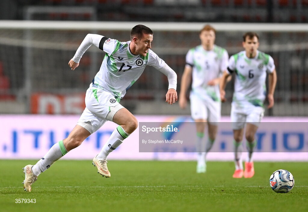 27 September 2026; Jack Moylan of Republic of Ireland during the UEFA Nations League B match between Israel and the Republic of Ireland at Nagyerdei Stadion in Debrecen, Hungary. Photo by Stephen McCarthy/Sportsfile