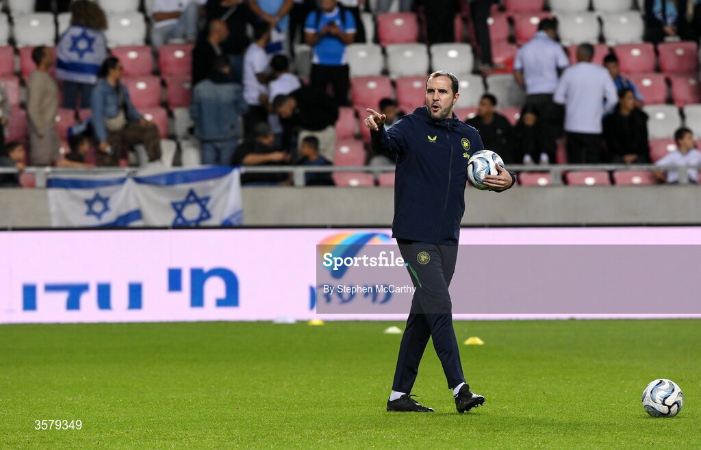 27 September 2026; Republic of Ireland assistant head coach John O'Shea before the UEFA Nations League B match between Israel and the Republic of Ireland at Nagyerdei Stadion in Debrecen, Hungary. Photo by Stephen McCarthy/Sportsfile