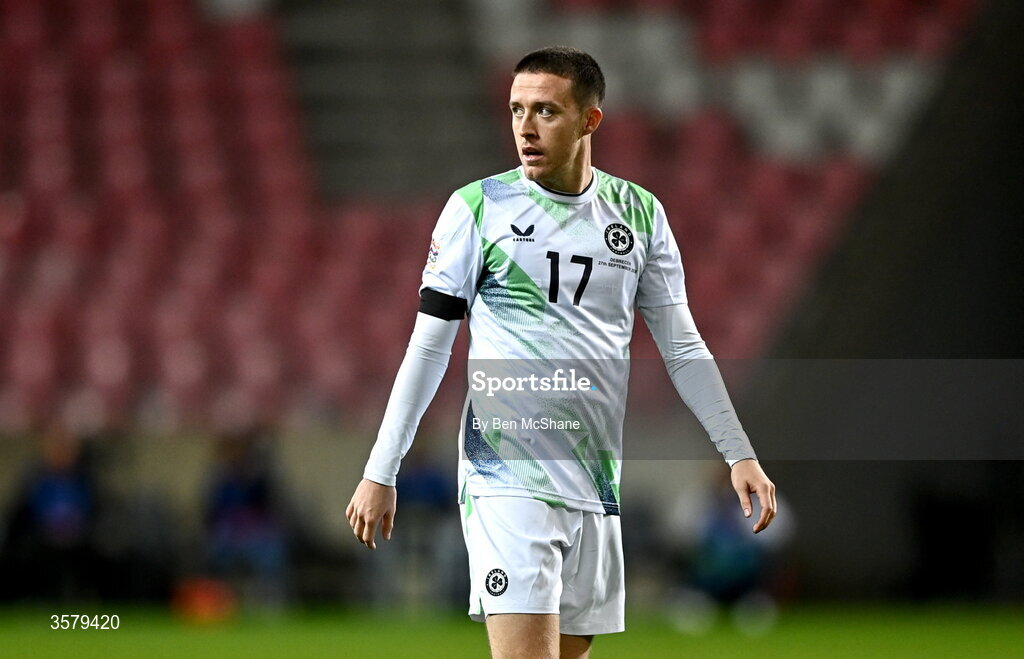 27 September 2026; Jack Moylan of Republic of Ireland during the UEFA Nations League B match between Israel and the Republic of Ireland at Nagyerdei Stadion in Debrecen, Hungary. Photo by Ben McShane/Sportsfile