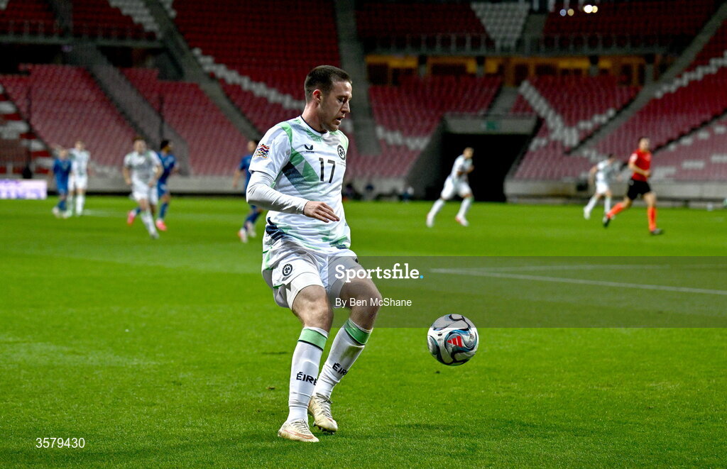 27 September 2026; Jack Moylan of Republic of Ireland during the UEFA Nations League B match between Israel and the Republic of Ireland at Nagyerdei Stadion in Debrecen, Hungary. Photo by Ben McShane/Sportsfile