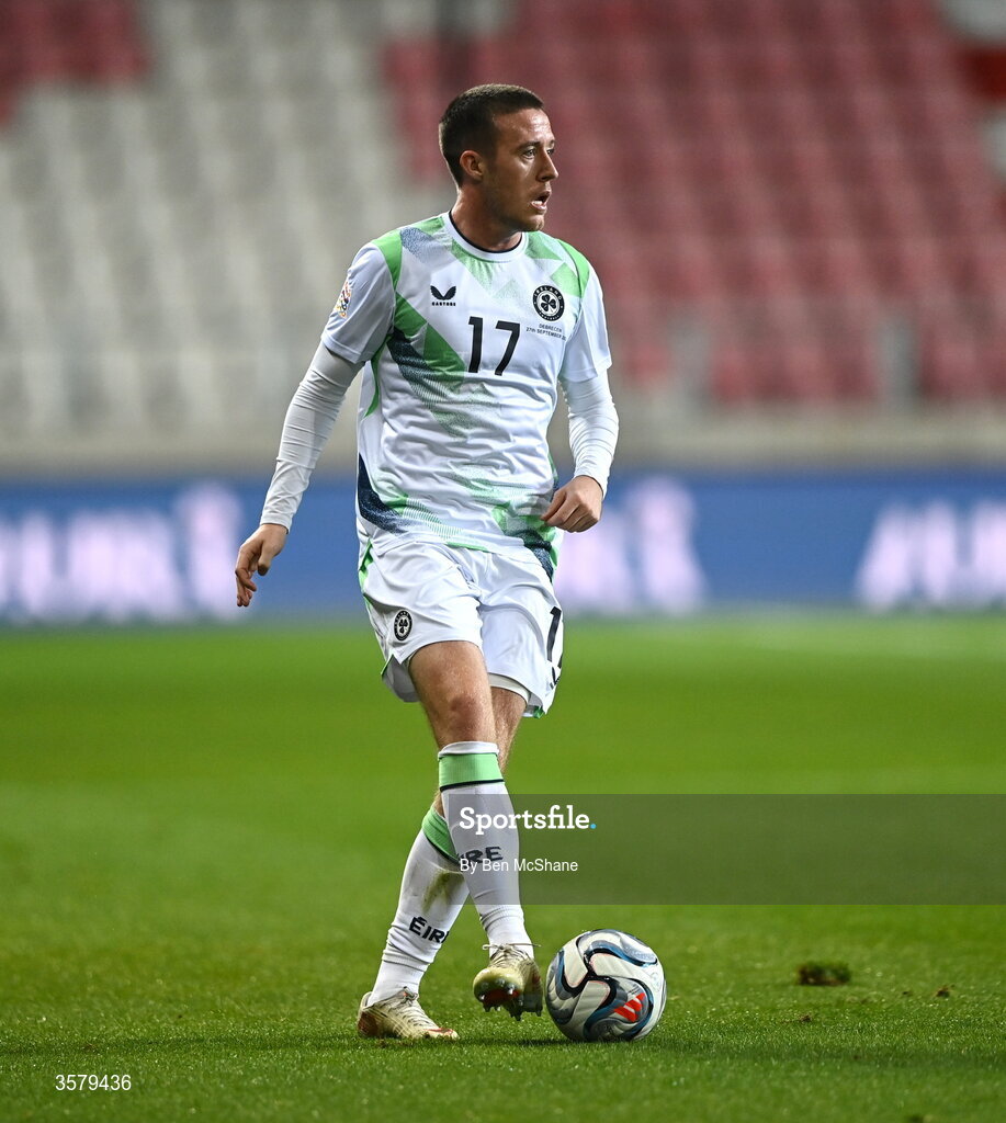 27 September 2026; Jack Moylan of Republic of Ireland during the UEFA Nations League B match between Israel and the Republic of Ireland at Nagyerdei Stadion in Debrecen, Hungary. Photo by Ben McShane/Sportsfile