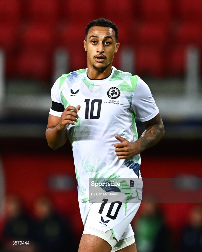 27 September 2026; Adam Idah of Republic of Ireland during the UEFA Nations League B match between Israel and the Republic of Ireland at Nagyerdei Stadion in Debrecen, Hungary. Photo by Ben McShane/Sportsfile