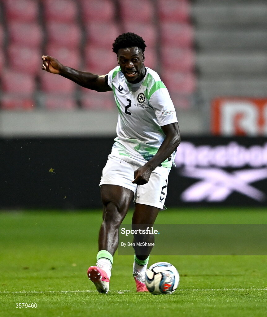 27 September 2026; James Abankwah of Republic of Ireland during the UEFA Nations League B match between Israel and the Republic of Ireland at Nagyerdei Stadion in Debrecen, Hungary. Photo by Ben McShane/Sportsfile