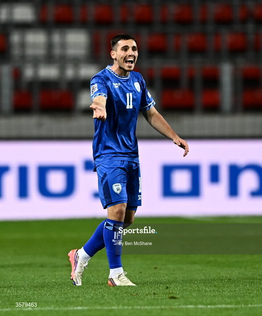 27 September 2026; Oscar Gloukh of Israel during the UEFA Nations League B match between Israel and the Republic of Ireland at Nagyerdei Stadion in Debrecen, Hungary. Photo by Ben McShane/Sportsfile