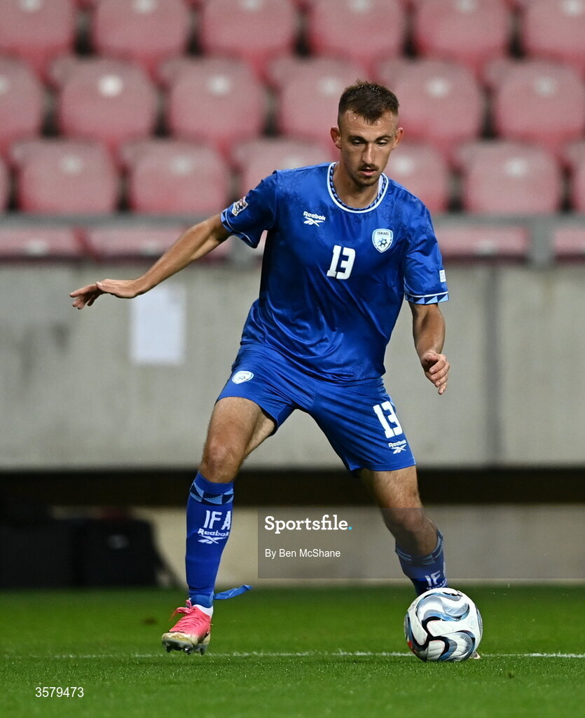 27 September 2026; Nikita Stoinov of Israel during the UEFA Nations League B match between Israel and the Republic of Ireland at Nagyerdei Stadion in Debrecen, Hungary. Photo by Ben McShane/Sportsfile