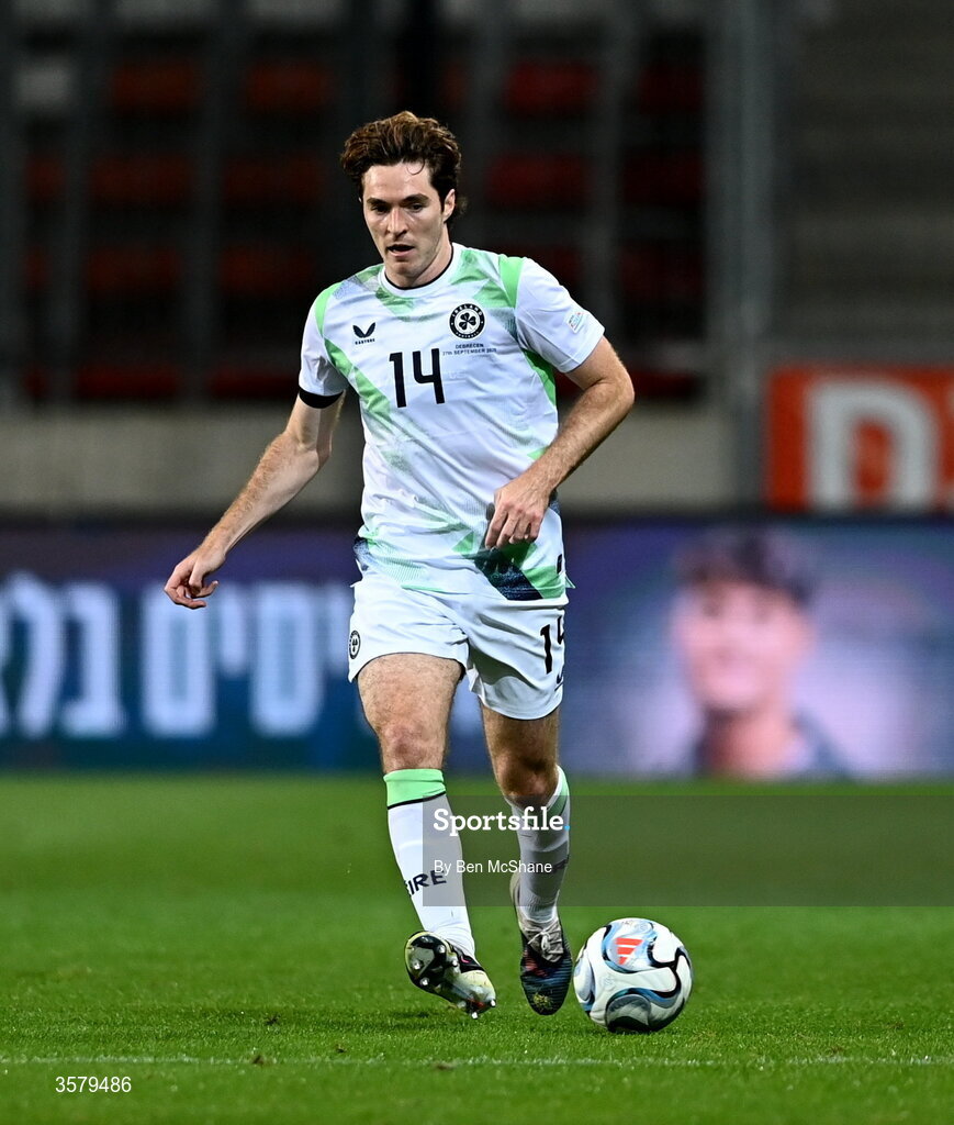27 September 2026; Conor Coventry of Republic of Ireland during the UEFA Nations League B match between Israel and the Republic of Ireland at Nagyerdei Stadion in Debrecen, Hungary. Photo by Ben McShane/Sportsfile