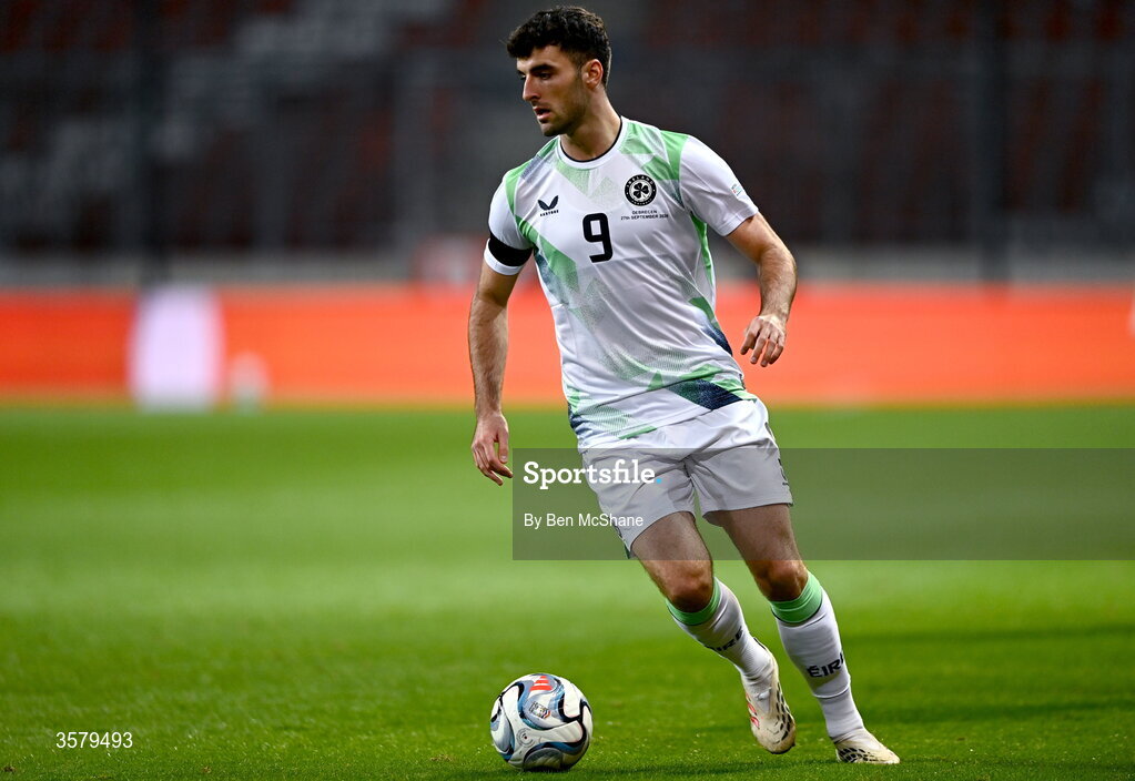 27 September 2026; Tom Cannon of Republic of Ireland during the UEFA Nations League B match between Israel and the Republic of Ireland at Nagyerdei Stadion in Debrecen, Hungary. Photo by Ben McShane/Sportsfile