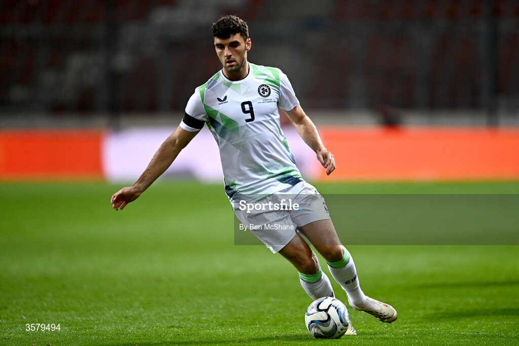 27 September 2026; Tom Cannon of Republic of Ireland during the UEFA Nations League B match between Israel and the Republic of Ireland at Nagyerdei Stadion in Debrecen, Hungary. Photo by Ben McShane/Sportsfile