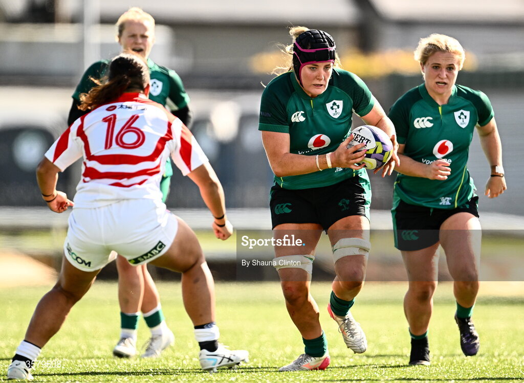 27 September 2026; Fiona Tuite-O'Sullivan of Ireland during the WXV Global Series match between Ireland and Japan at Dexcom Stadium in Galway. Photo by Shauna Clinton/Sportsfile