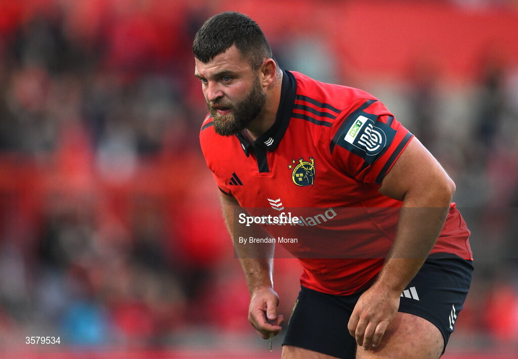 26 September 2026; Michael Milne of Munster during the United Rugby Championship match between Munster and Glasgow Warriors at Thomond Park in Limerick. Photo by Brendan Moran/Sportsfile