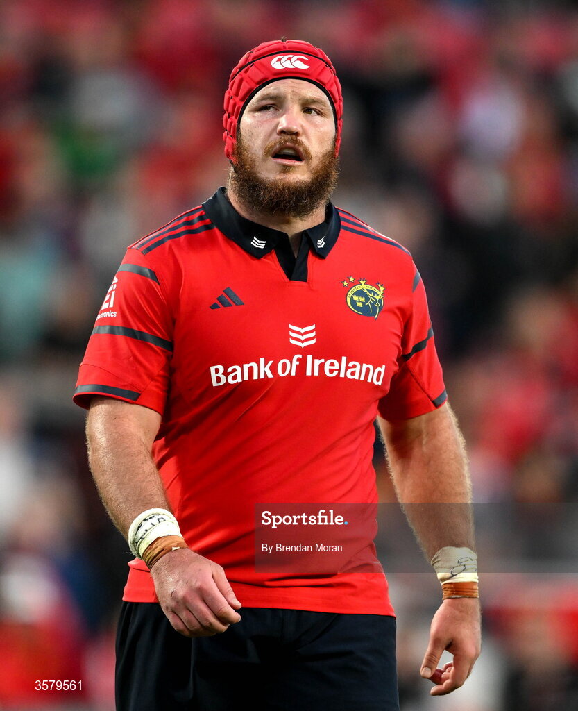 26 September 2026; Marnus van der Merwe of Munster during the United Rugby Championship match between Munster and Glasgow Warriors at Thomond Park in Limerick. Photo by Brendan Moran/Sportsfile