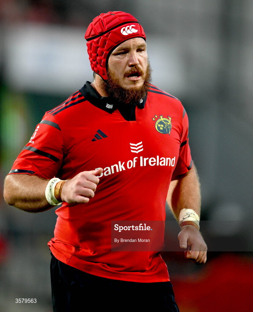 26 September 2026; Marnus van der Merwe of Munster during the United Rugby Championship match between Munster and Glasgow Warriors at Thomond Park in Limerick. Photo by Brendan Moran/Sportsfile