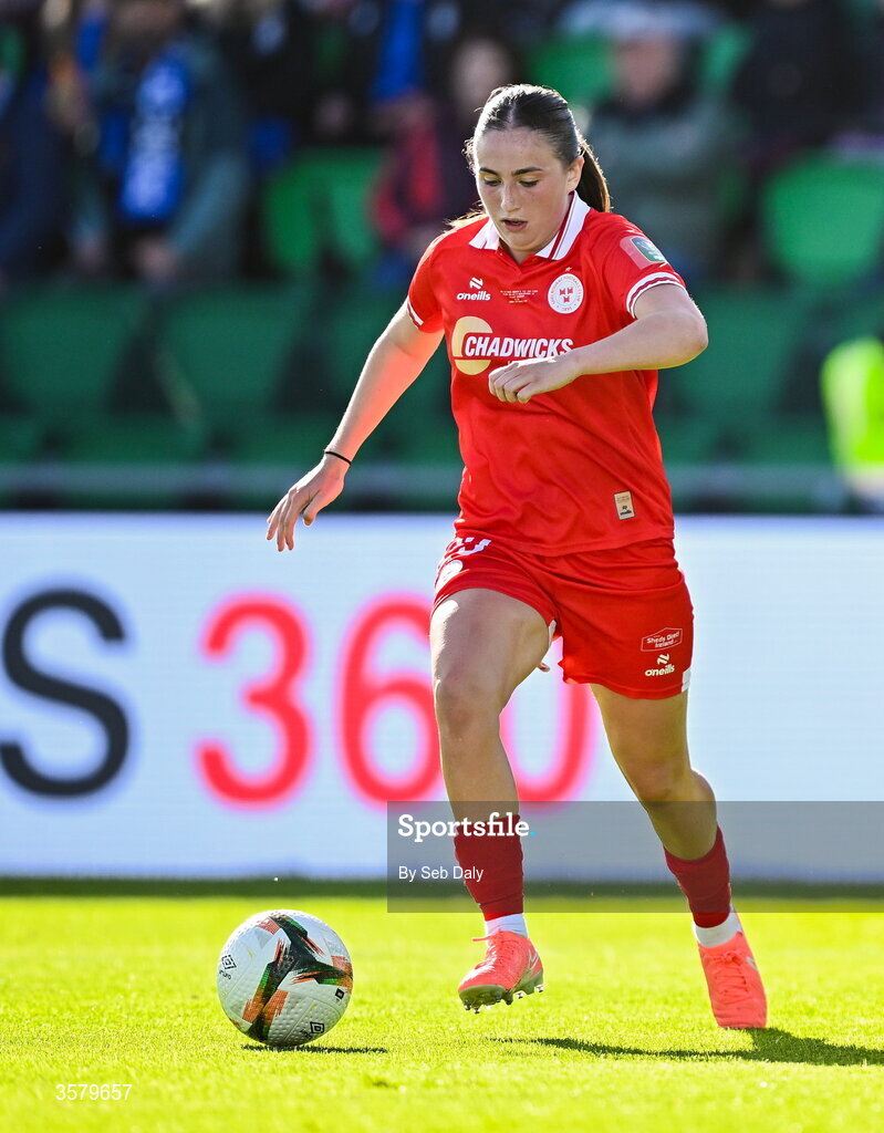 27 September 2026; Halle Harcourt of Shelbourne during the 2026 Club Orange Women's FAI Cup final between Athlone Town and Shelbourne at Tallaght Stadium in Dublin. Photo by Seb Daly/Sportsfile