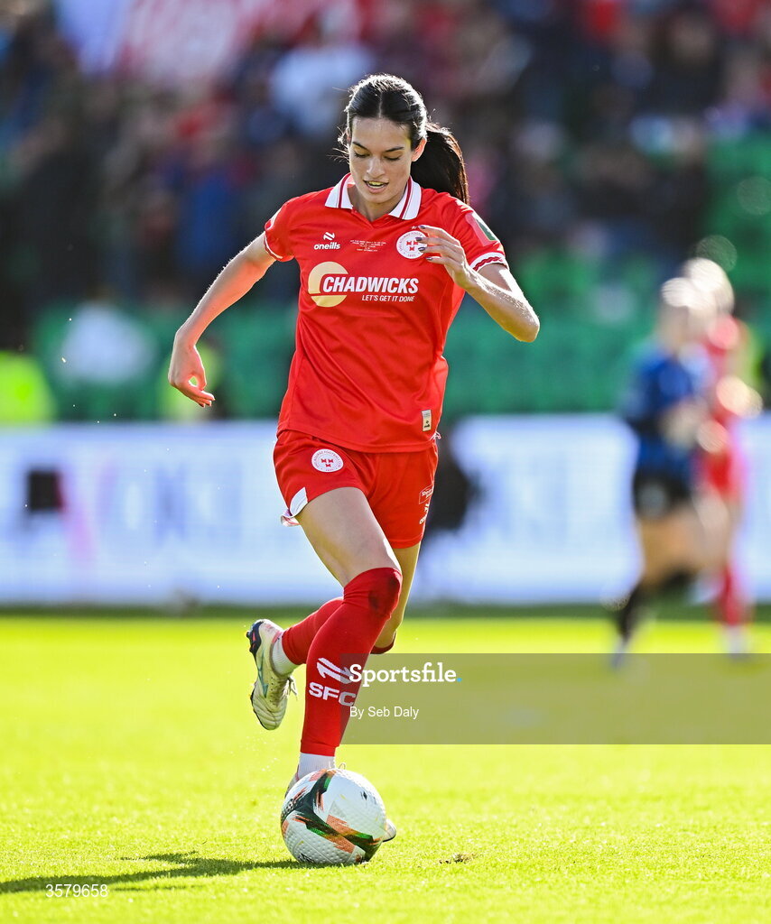 27 September 2026; Isabella Flocchini of Shelbourne during the 2026 Club Orange Women's FAI Cup final between Athlone Town and Shelbourne at Tallaght Stadium in Dublin. Photo by Seb Daly/Sportsfile