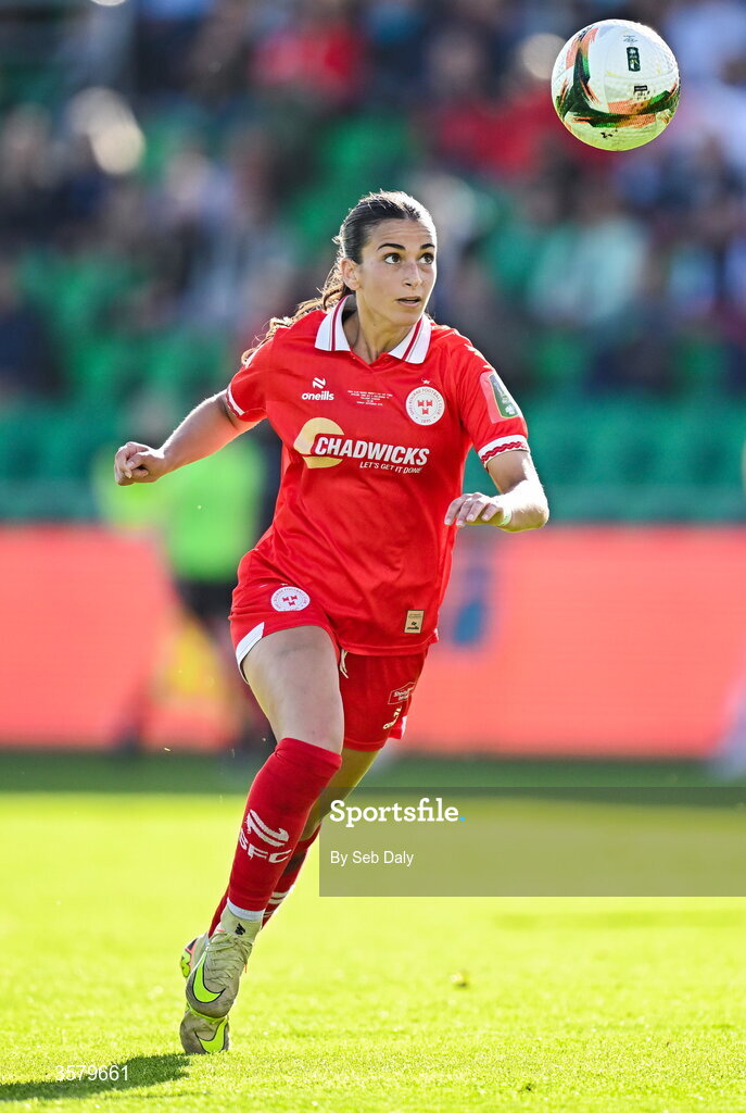 27 September 2026; Olivia Damico of Shelbourne during the 2026 Club Orange Women's FAI Cup final between Athlone Town and Shelbourne at Tallaght Stadium in Dublin. Photo by Seb Daly/Sportsfile