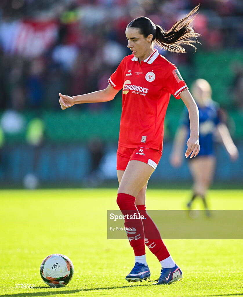 27 September 2026; Aoife Kelly of Shelbourne during the 2026 Club Orange Women's FAI Cup final between Athlone Town and Shelbourne at Tallaght Stadium in Dublin. Photo by Seb Daly/Sportsfile