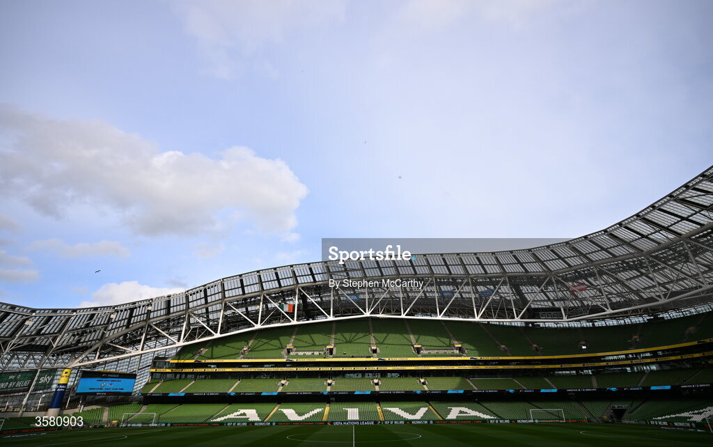 1 October 2026; A general view before the UEFA Nations League B match between the Republic of Ireland and Austria at the Aviva Stadium in Dublin. Photo by Stephen McCarthy/Sportsfile