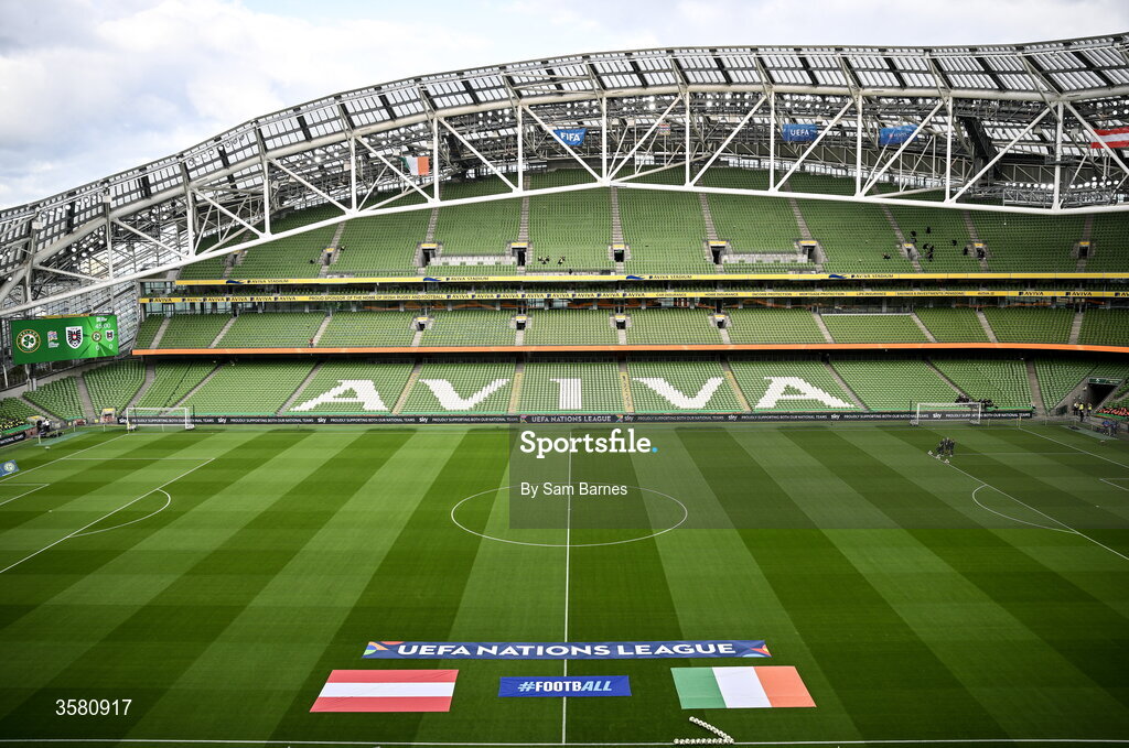 1 October 2026; A general view before the UEFA Nations League B match between the Republic of Ireland and Austria at the Aviva Stadium in Dublin. Photo by Sam Barnes/Sportsfile