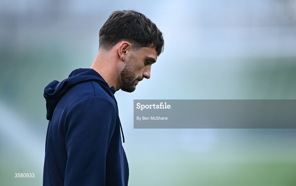 1 October 2026; Troy Parrott of Republic of Ireland before the UEFA Nations League B match between the Republic of Ireland and Austria at the Aviva Stadium in Dublin. Photo by Ben McShane/Sportsfile