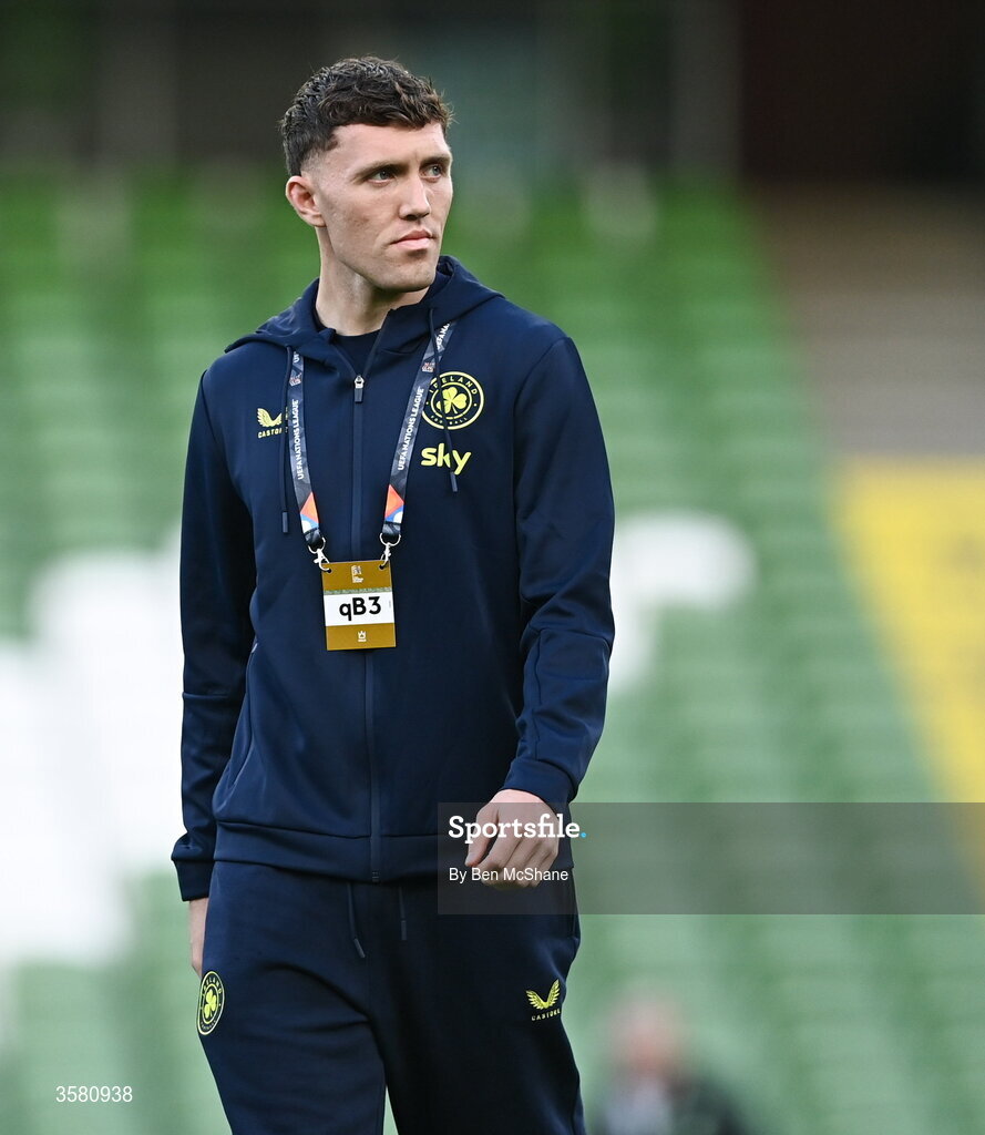 1 October 2026; Dara O'Shea of Republic of Ireland before the UEFA Nations League B match between the Republic of Ireland and Austria at the Aviva Stadium in Dublin. Photo by Ben McShane/Sportsfile