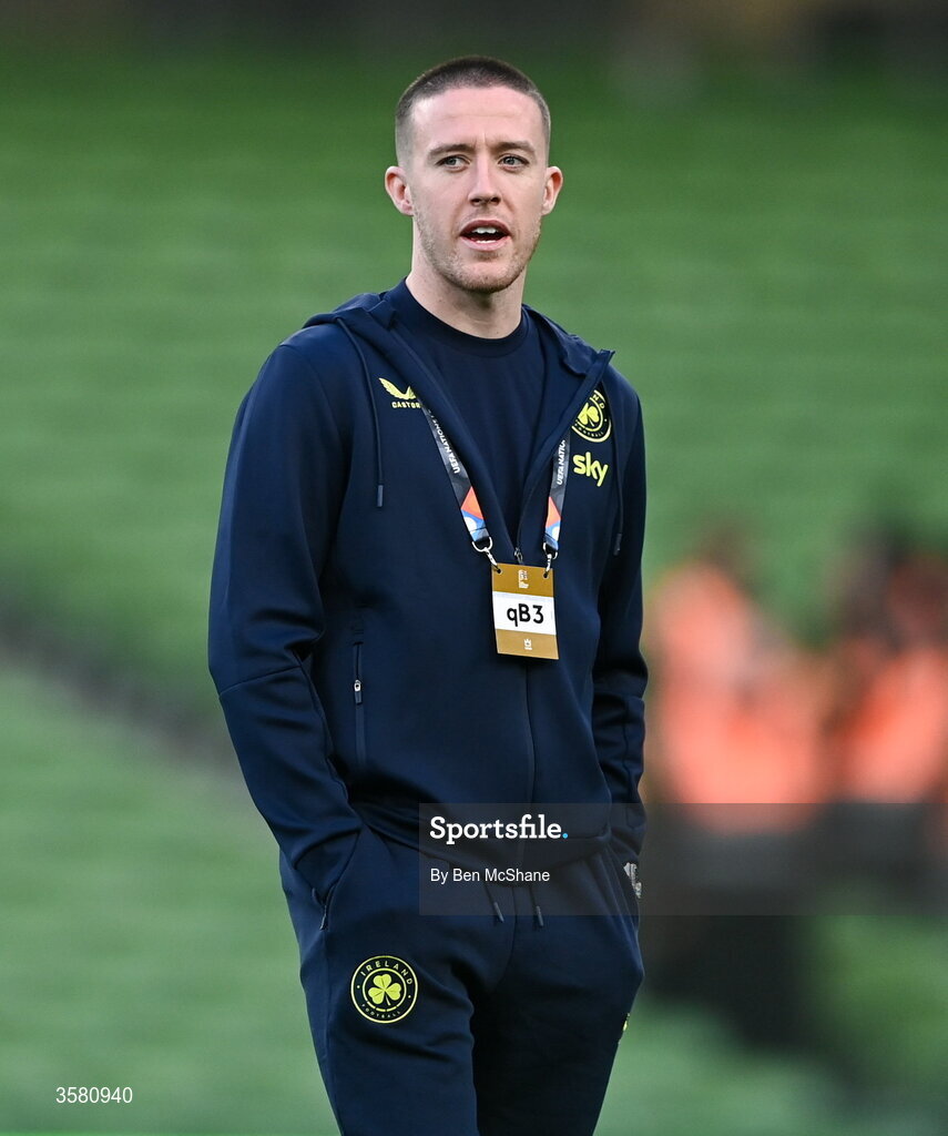 1 October 2026; Jack Moylan of Republic of Ireland before the UEFA Nations League B match between the Republic of Ireland and Austria at the Aviva Stadium in Dublin. Photo by Ben McShane/Sportsfile