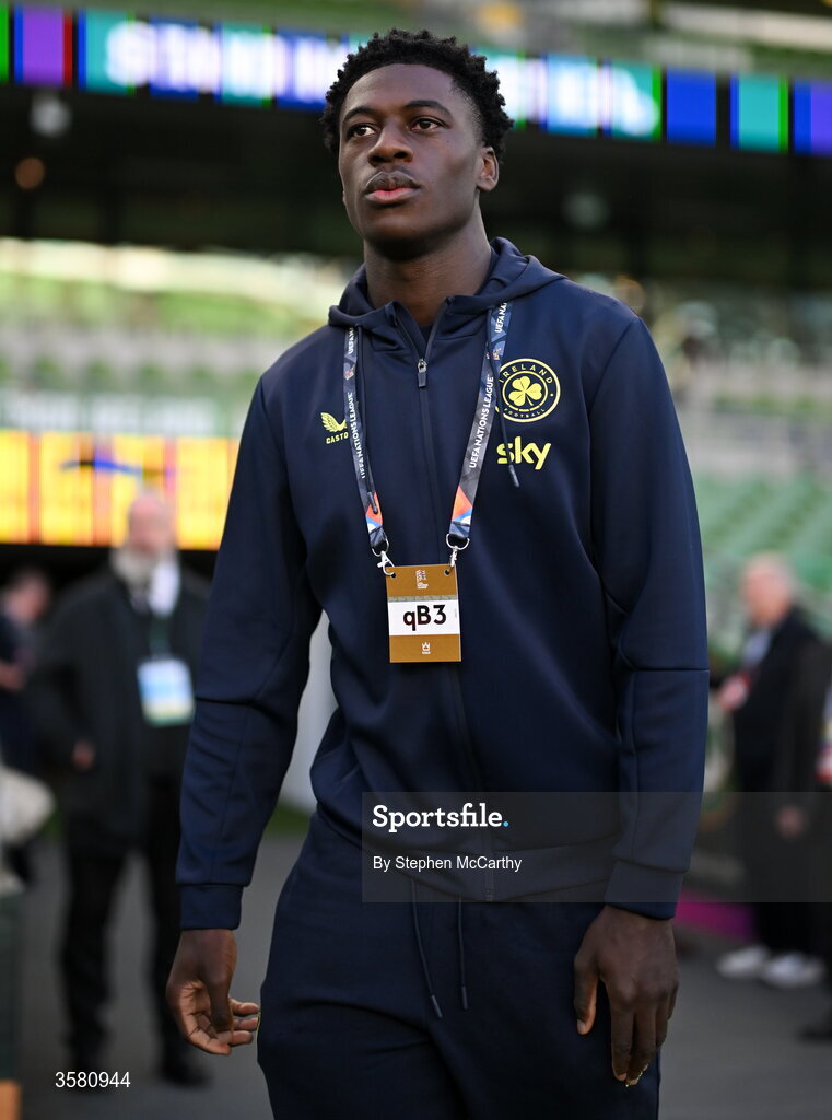 1 October 2026; James Abankwah of Republic of Ireland before the UEFA Nations League B match between the Republic of Ireland and Austria at the Aviva Stadium in Dublin. Photo by Stephen McCarthy/Sportsfile