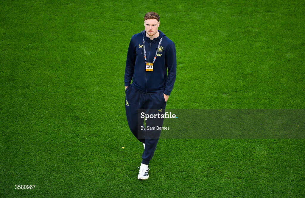 1 October 2026; Jake O'Brien of Republic of Ireland before the UEFA Nations League B match between the Republic of Ireland and Austria at the Aviva Stadium in Dublin. Photo by Sam Barnes/Sportsfile