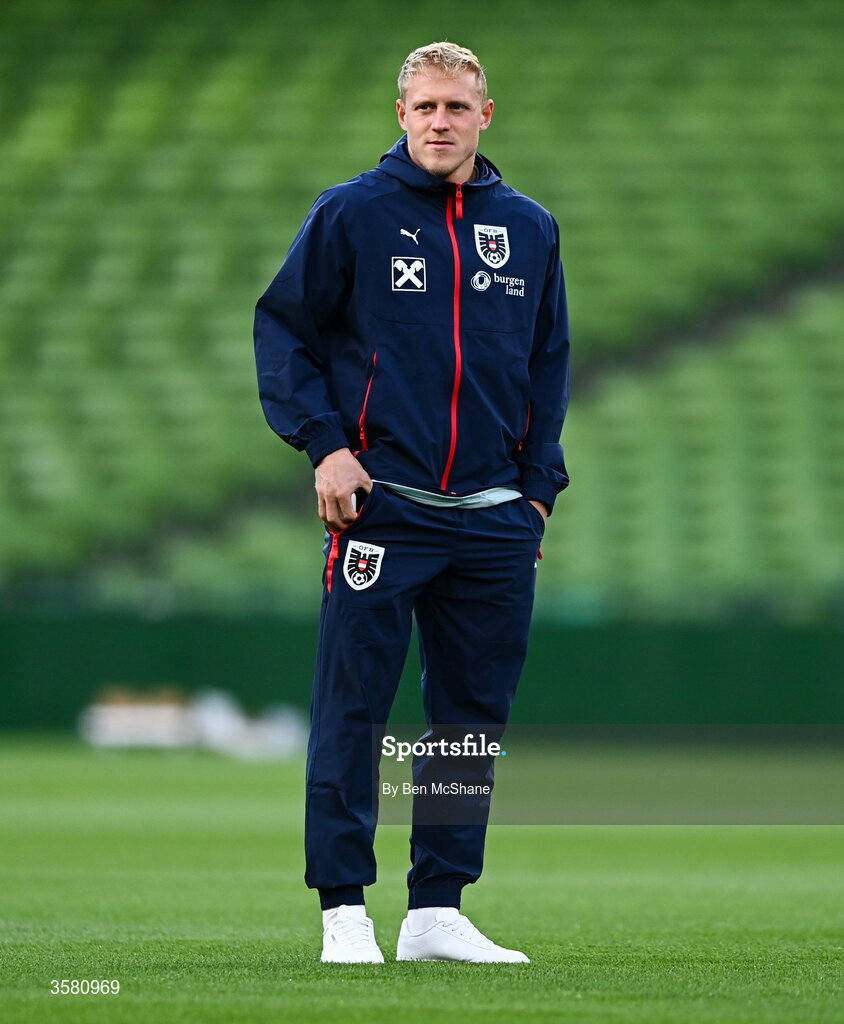 1 October 2026; Xaver Schlager of Austria before the UEFA Nations League B match between the Republic of Ireland and Austria at the Aviva Stadium in Dublin. Photo by Ben McShane/Sportsfile