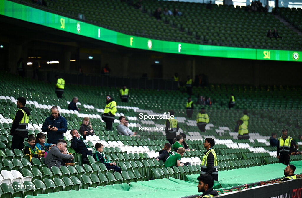 1 October 2026; Extra security in the stands before the UEFA Nations League B match between the Republic of Ireland and Austria at the Aviva Stadium in Dublin. Photo by Ben McShane/Sportsfile