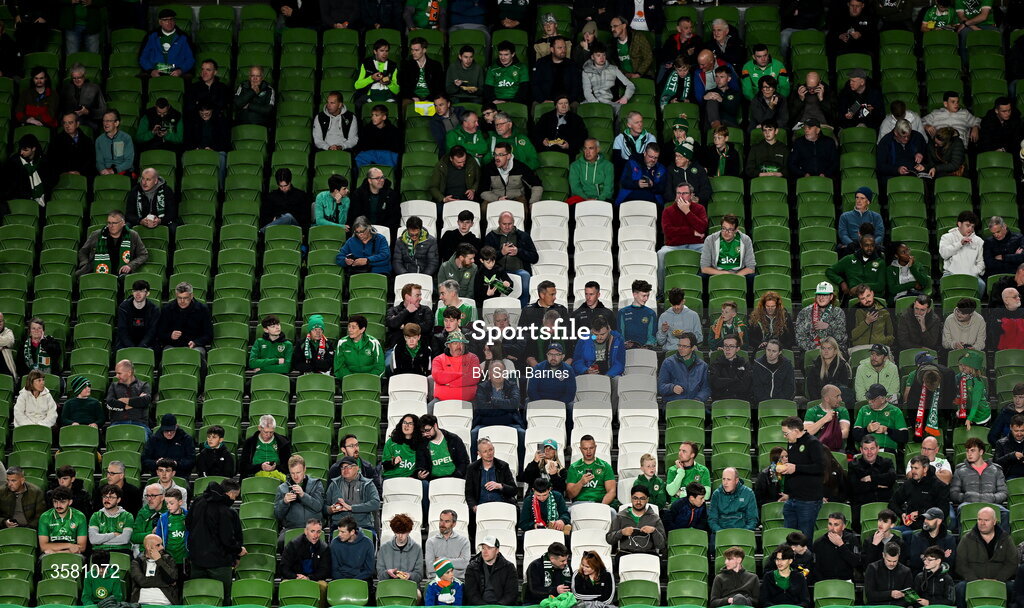 1 October 2026; Empty seats are seen before the UEFA Nations League B match between the Republic of Ireland and Austria at the Aviva Stadium in Dublin. Photo by Sam Barnes/Sportsfile