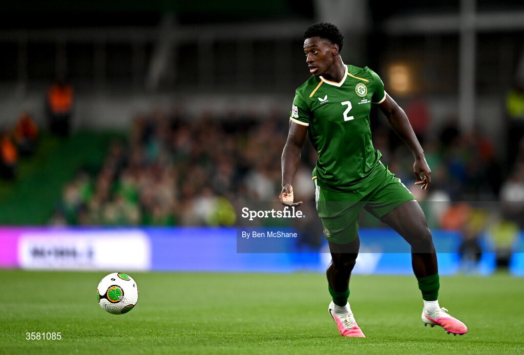 1 October 2026; James Abankwah of Republic of Ireland during the UEFA Nations League B match between the Republic of Ireland and Austria at the Aviva Stadium in Dublin. Photo by Ben McShane/Sportsfile